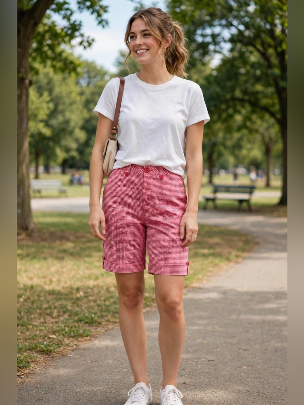 Christopher & Banks Pink Gingham Capri Pants